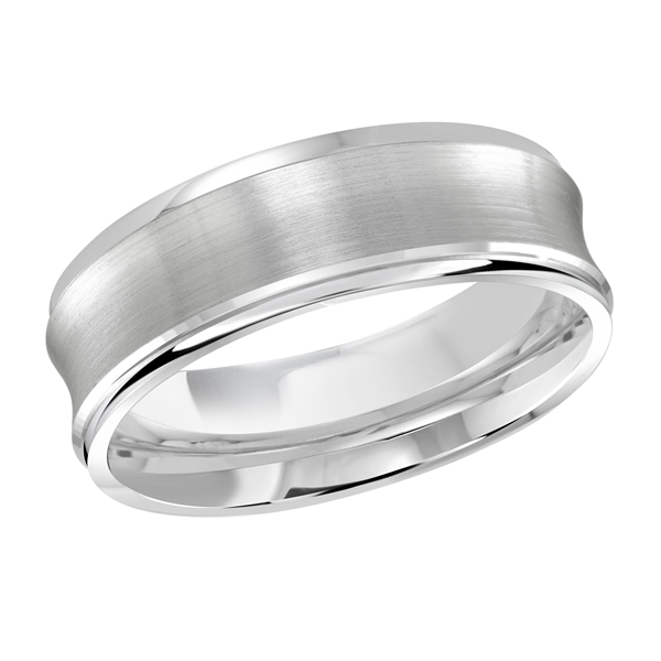 14K wedding ring with concave center and satin finish