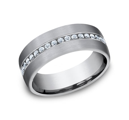 The Lincoln 7.50 mm Grey Tantalum and Diamond Wedding Ring (2/5 TCW)