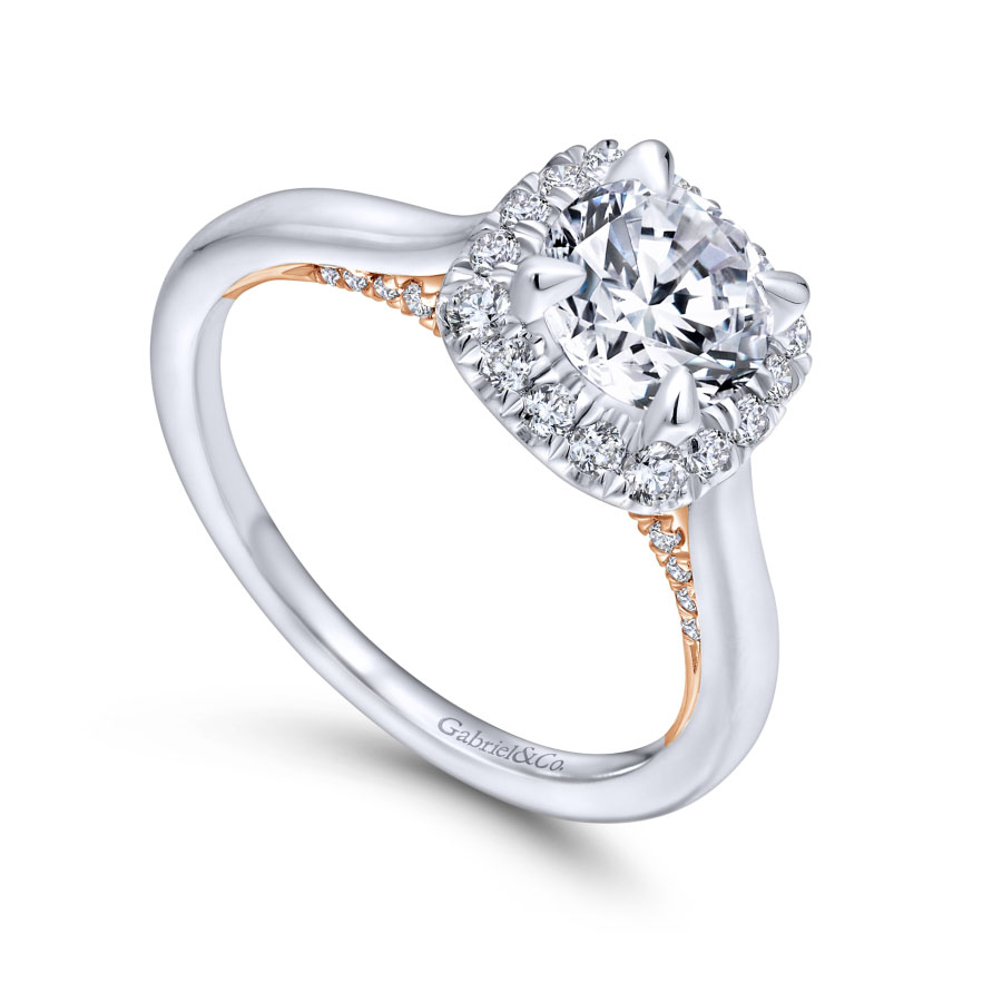 Cypress 14K White & Rose Gold Halo Engagement Ring (1 1/6 TCW)