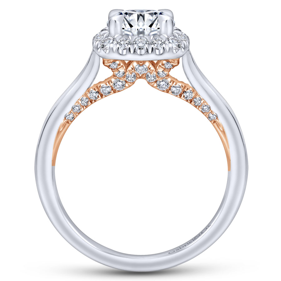 Cypress 14K White & Rose Gold Halo Engagement Ring (1 1/6 TCW)