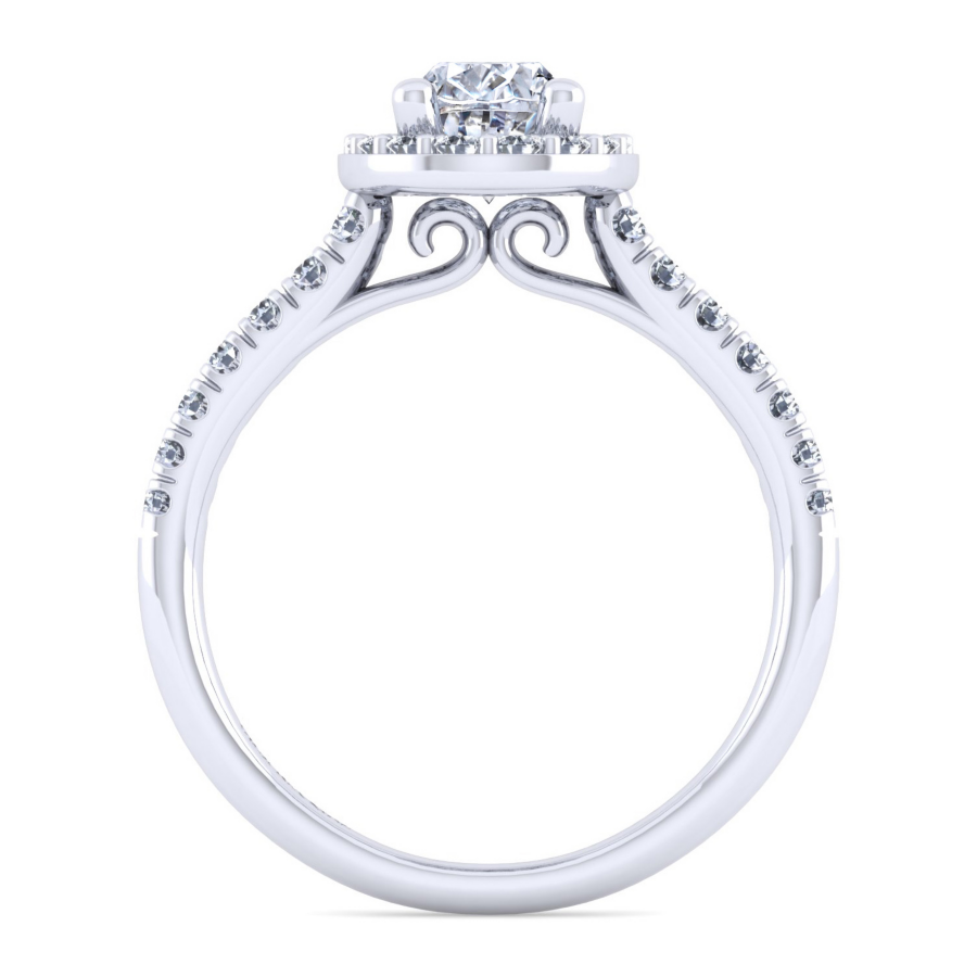 Lyla 18K White Gold Halo Engagement Ring