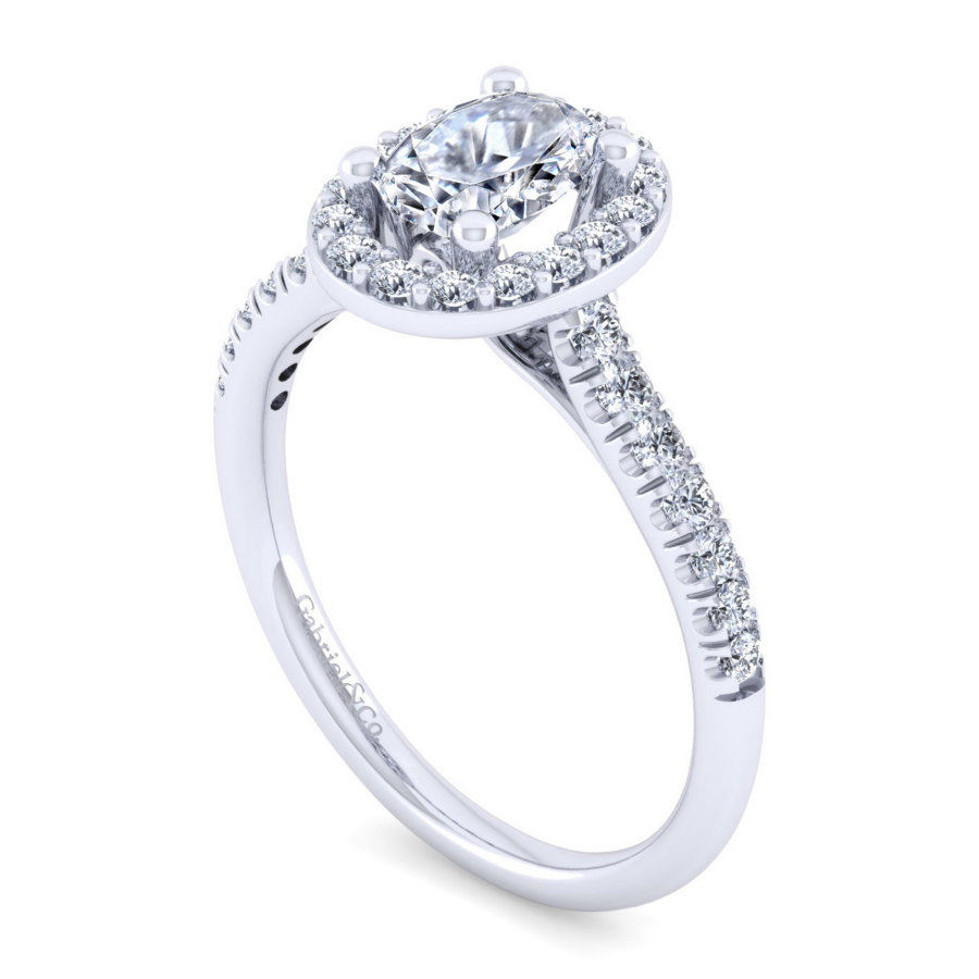 Lyla 18K White Gold Halo Engagement Ring
