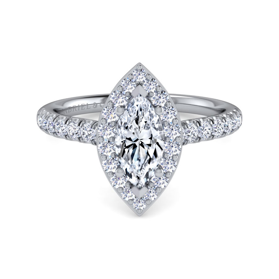Lyla 14K White Gold Halo Engagement Ring
