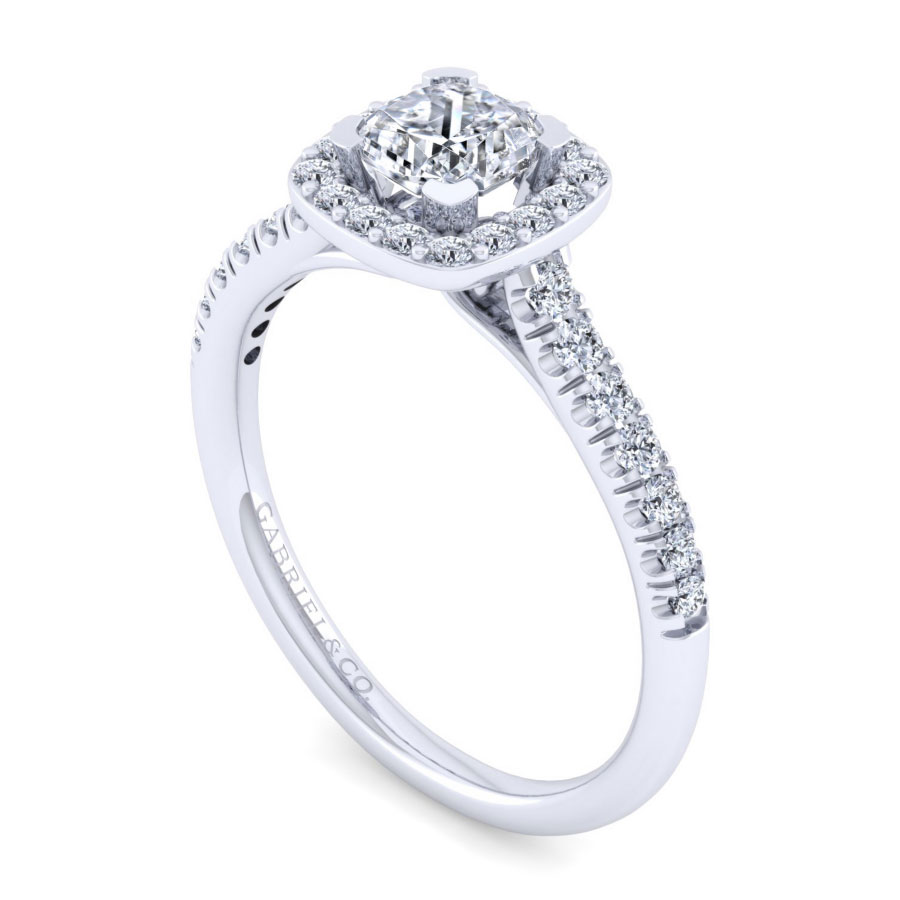 Lyla 14K White Gold Halo Cushion Engagement Ring