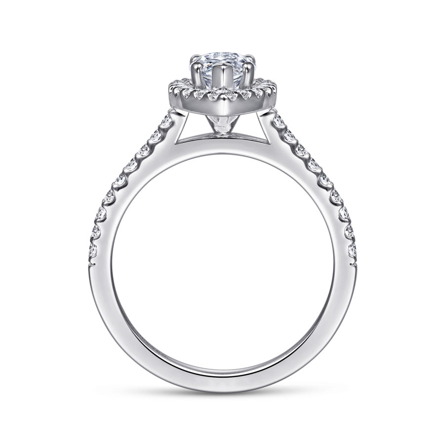Carly 14K White Gold Marquise Halo Engagement Ring