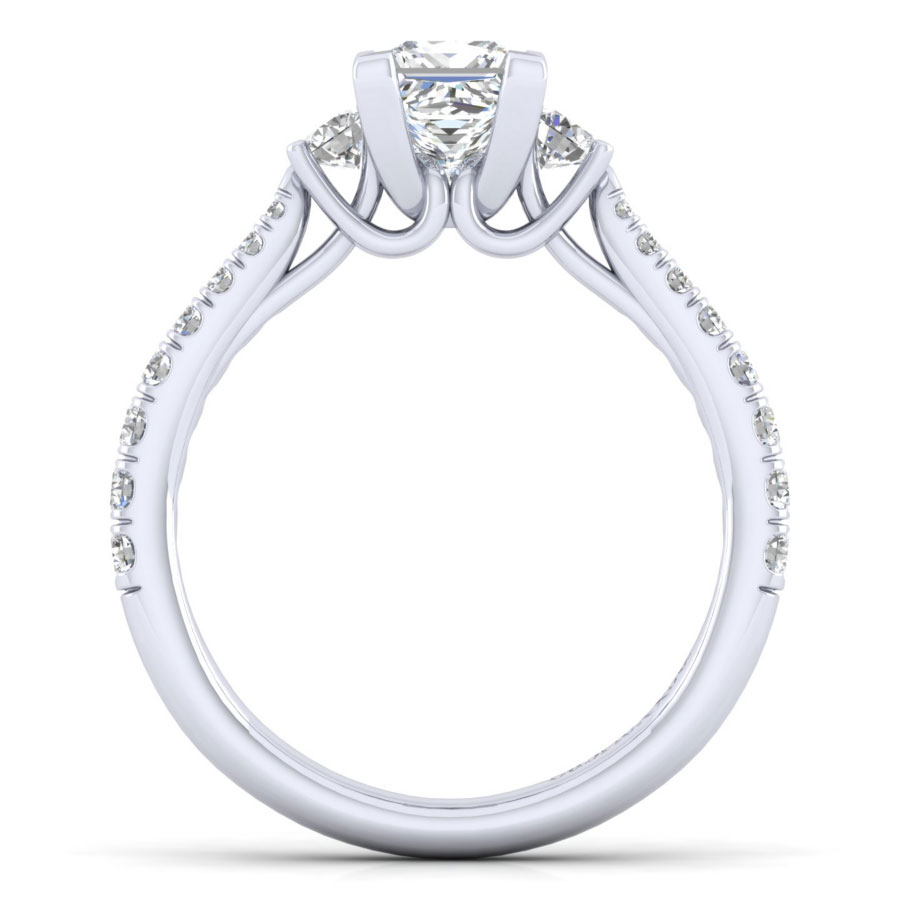 Sandy 14K White Gold Princess Three Stone Engagement Ring