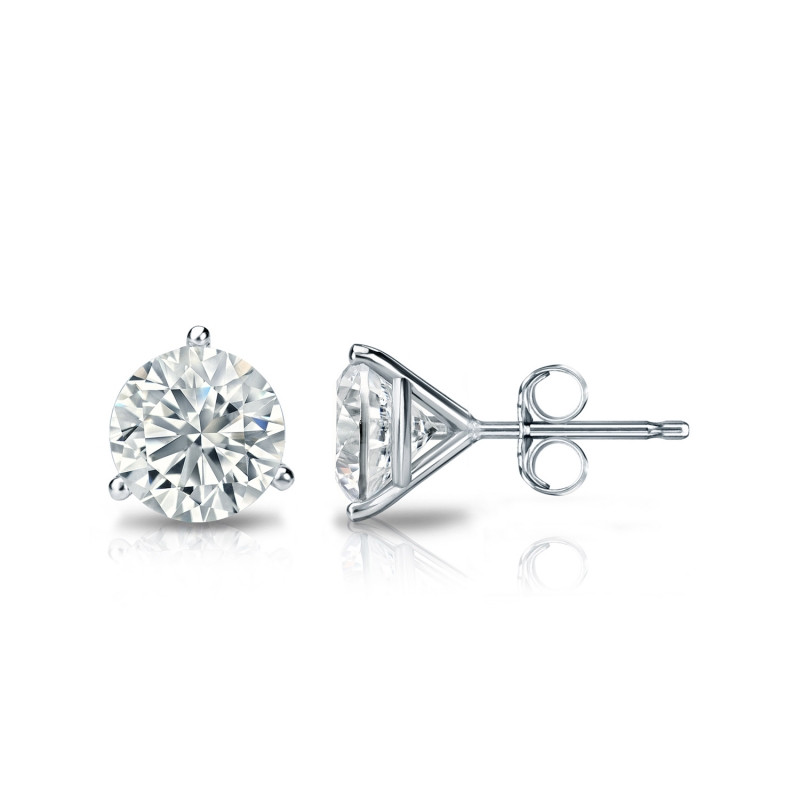 round natural diamond stud earrings