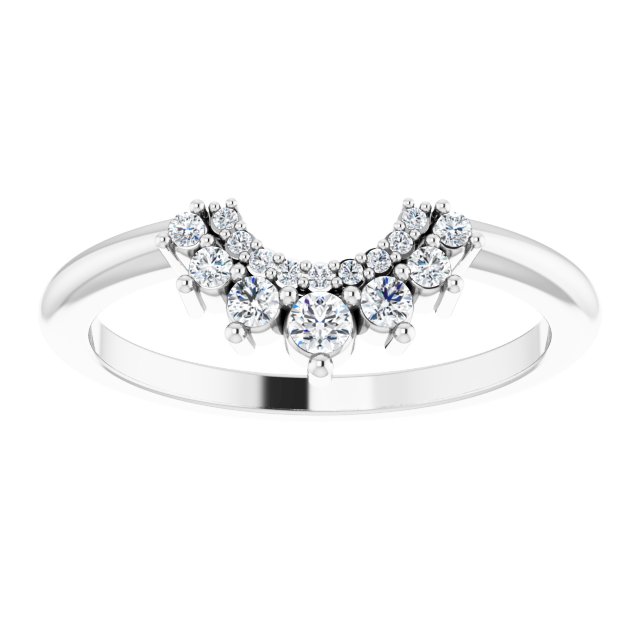 14K gold curved diamond wedding ring