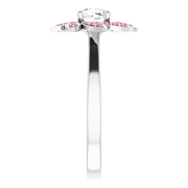 Zahara 14K White Gold Floral-Inspired Pink Sapphire Halo Engagement Ring