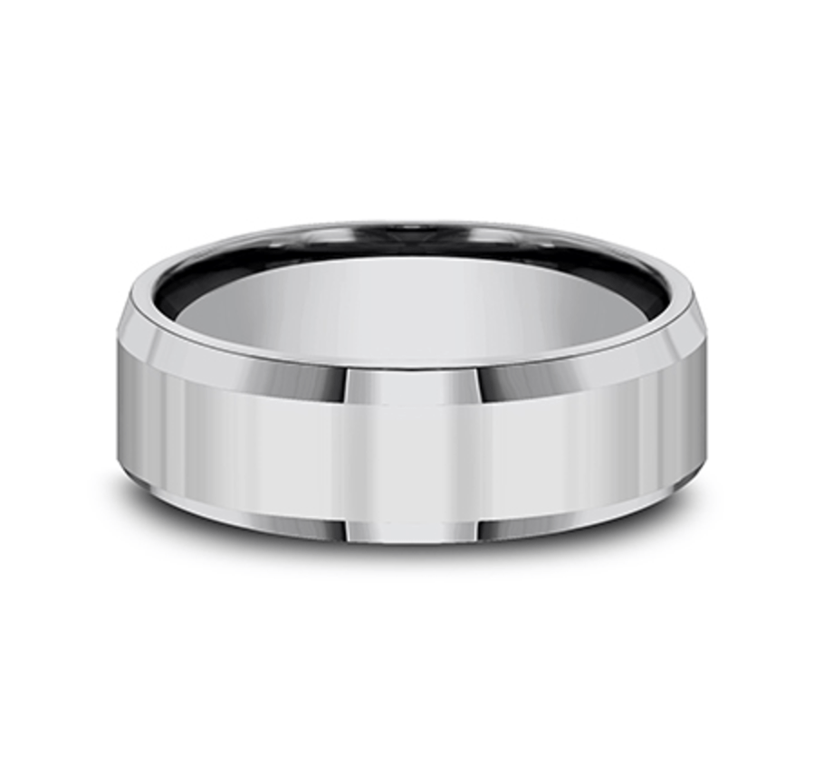 7.00 mm Tungsten Carbide Beveled Wedding Ring - Size 10