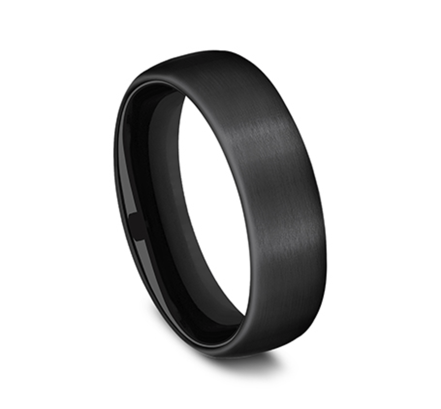The Baron 6.50 mm Black Titanium Satin Finish Wedding Ring - Size 10