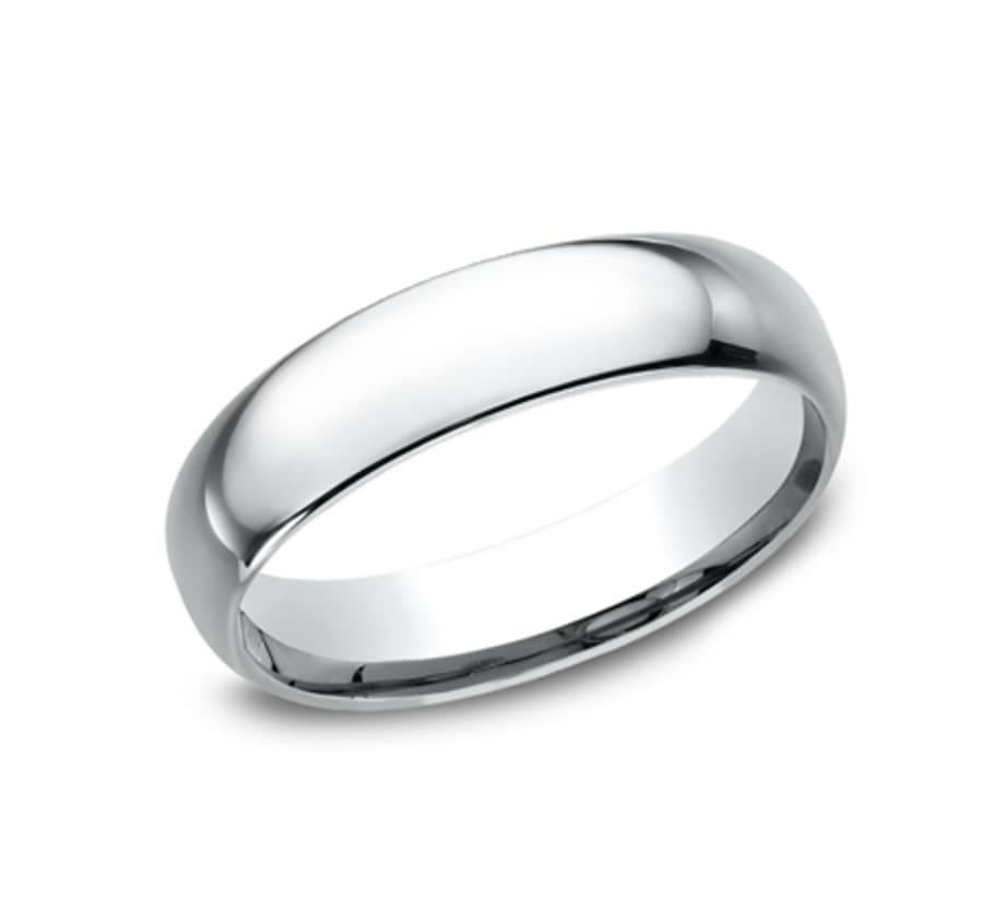 5.00 mm 14K White Gold Comfort Fit Wedding Ring - Size 11