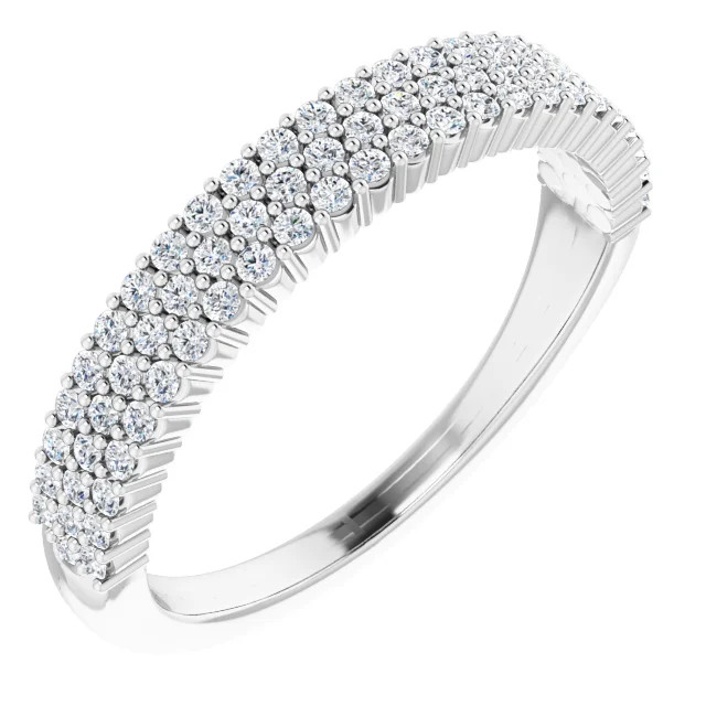 14K gold micro-pave diamond ring with 3 rows of diamonds