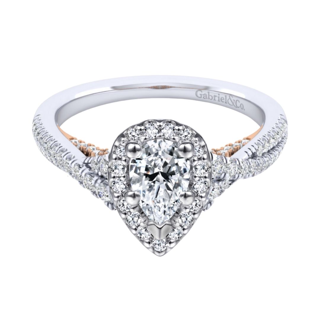 Chia 14K White Gold & Rose Gold Pear Lab Grown Diamond Criss-Cross Halo Engagement Ring (1 3/8 TCW)