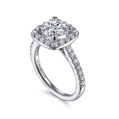 Lyla 14K White Gold Round Moissanite Halo Engagement Ring (1 1/2 TCW)