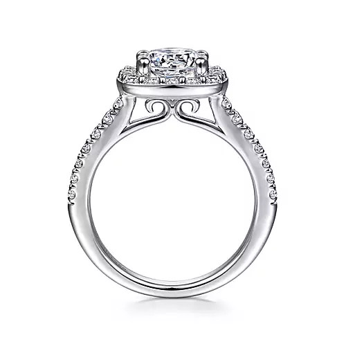 Lyla 14K White Gold Round Moissanite Halo Engagement Ring (1 1/2 TCW)