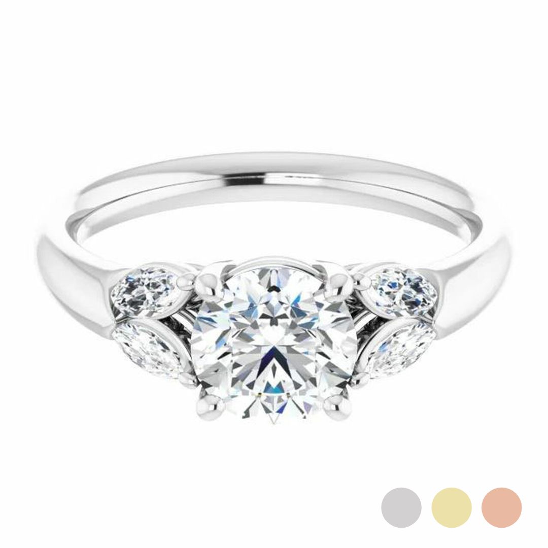 floral-inspired diamond accented solitaire setting