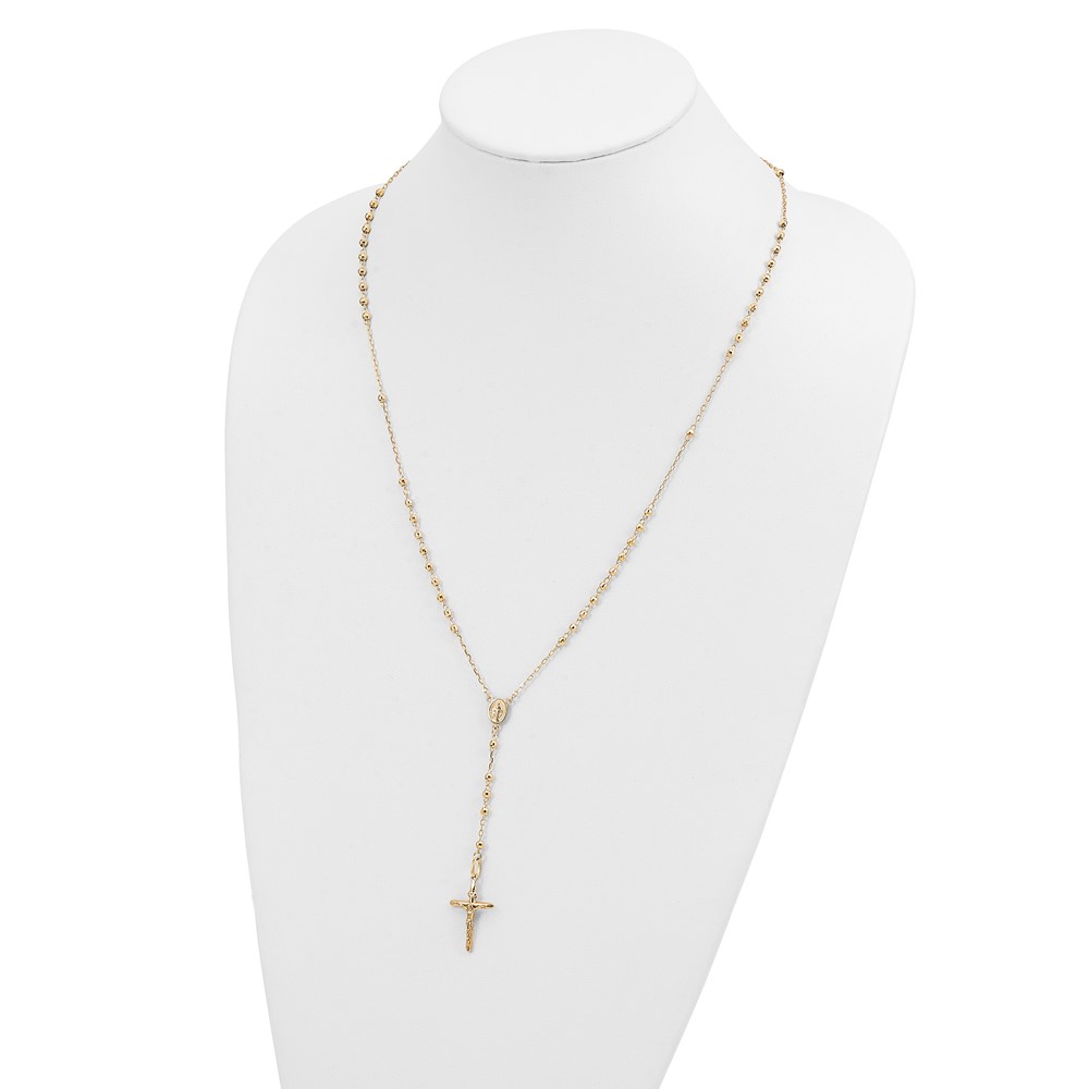 14K Yellow Gold Semi Solid Rosary Necklace