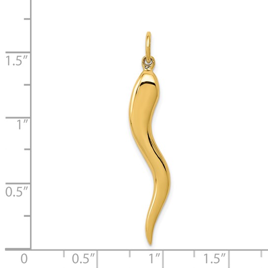 14K Yellow Gold Italian Horn Cornicello Pendant
