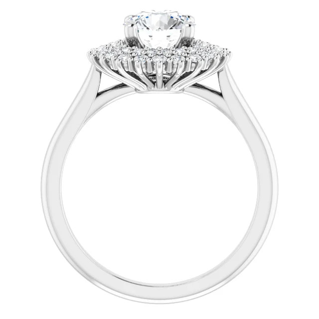 double halo engagement ring with polished band