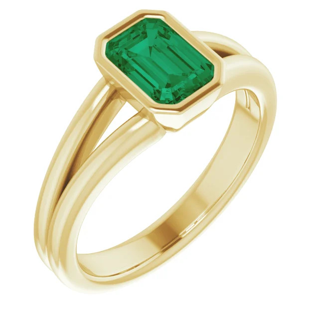 Loretta 14K Gold Split Shank Bezel Birthstone Ring (1 CT DEW)