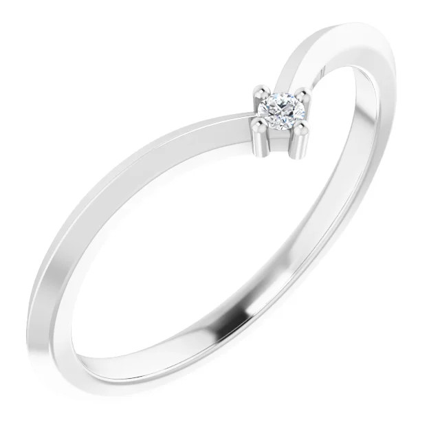 curved wedding ring with solitaire diamond