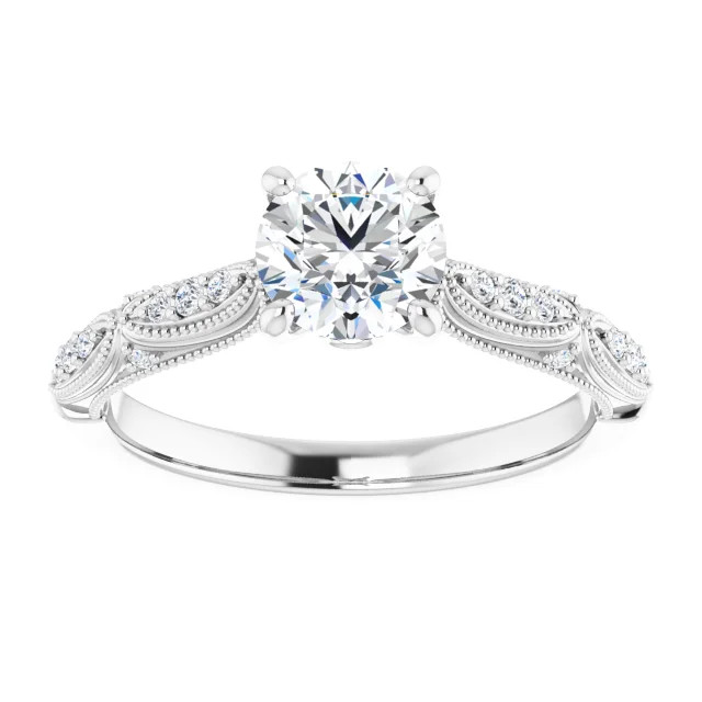 vintage-inspired engagement ring with milgrain detailing and diamond accents