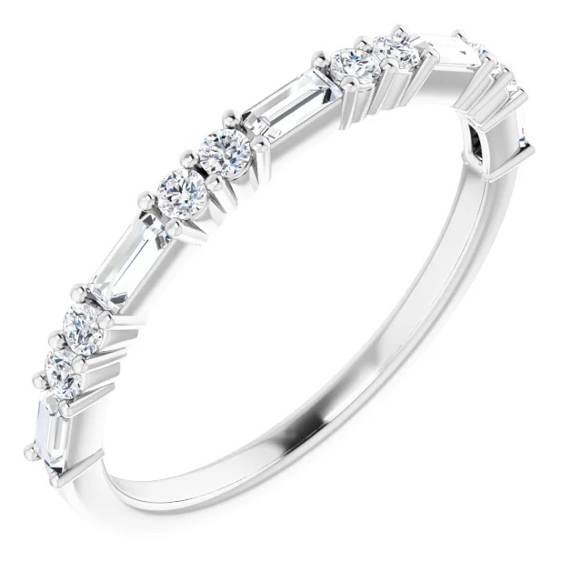 Leilani Baguette and Round Diamond Anniversary Ring (3/8 TCW)