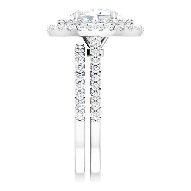 Jayde Pre-Owned 14K White Gold Oval Lab Grown Diamond Double Halo Bridal Set (1 7/8 TCW)