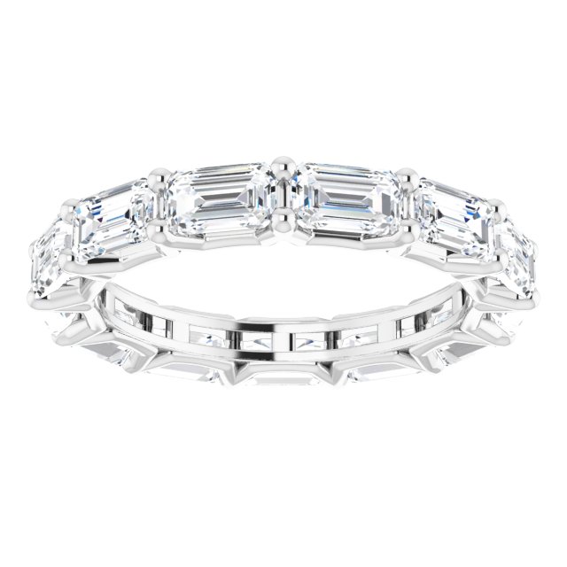 14K gold east-west emerald cut moissanite eternity ring