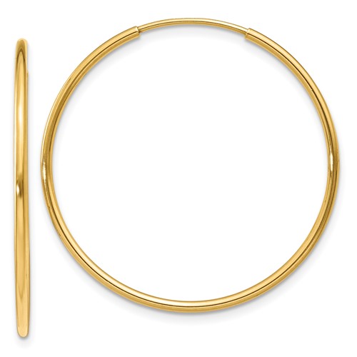 14K yellow gold endless hoop earrings