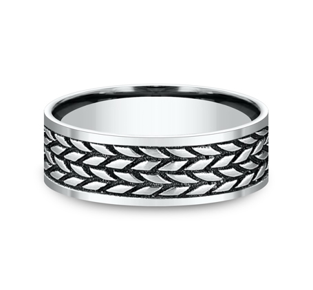8.00 mm Cobalt Chrome Tread Pattern Wedding Ring - Size 10