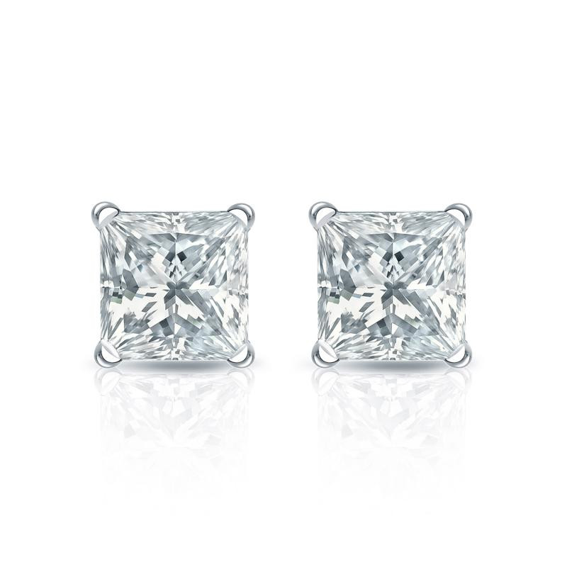 princess natural diamond stud earrings