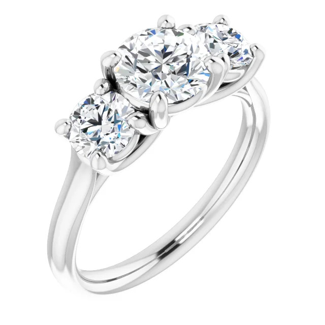 Gracelyn Round Moissanite Three Stone Preset Engagement Ring (2 CT DEW)