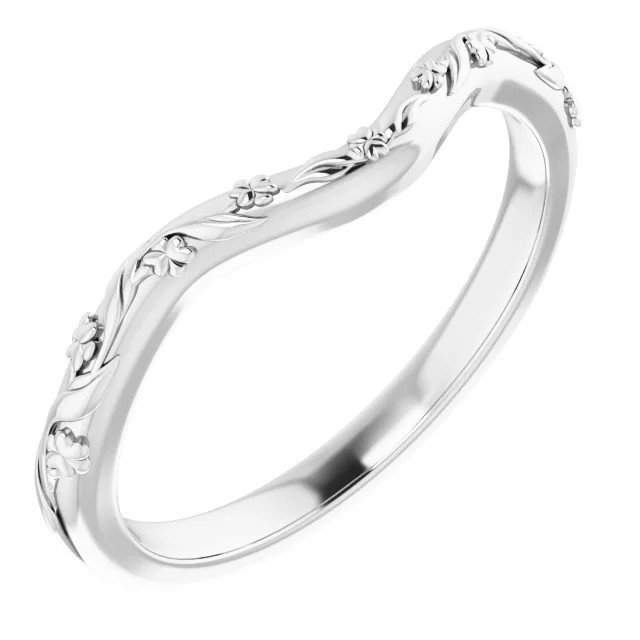 Bianca Curved Floral Motif Wedding Ring