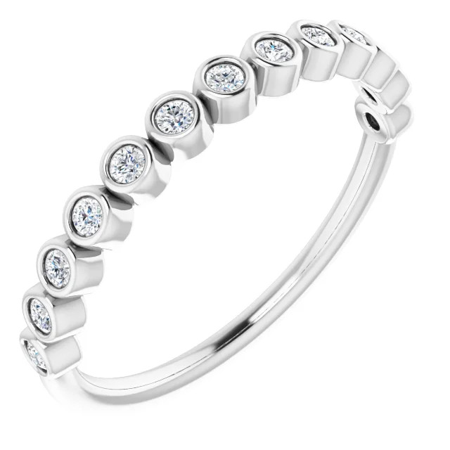 Elle 14K Gold Round Bezel Set Diamond Anniversary Ring