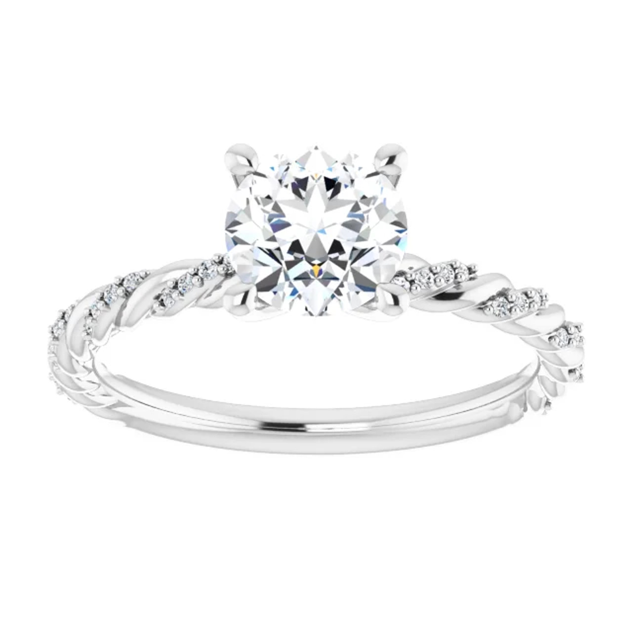 Gabby Round Moissanite Pave Twist Preset Engagement Ring (1 1/10 TCW)