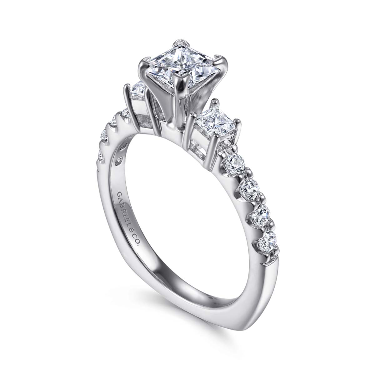 Emerson 14K White Gold Princess Moissanite Three Stone Engagement Ring (1 TCW)