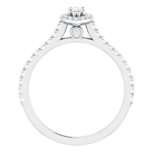 Melanie 14K White Gold Pear Moissanite Halo Engagement Ring (5/8 TCW)