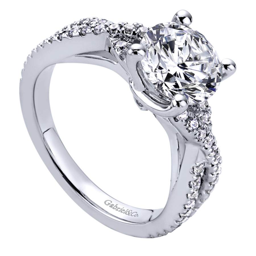 Gina 14K White Gold Round Moissanite Criss Cross Engagement Ring (2 1/3 TCW)