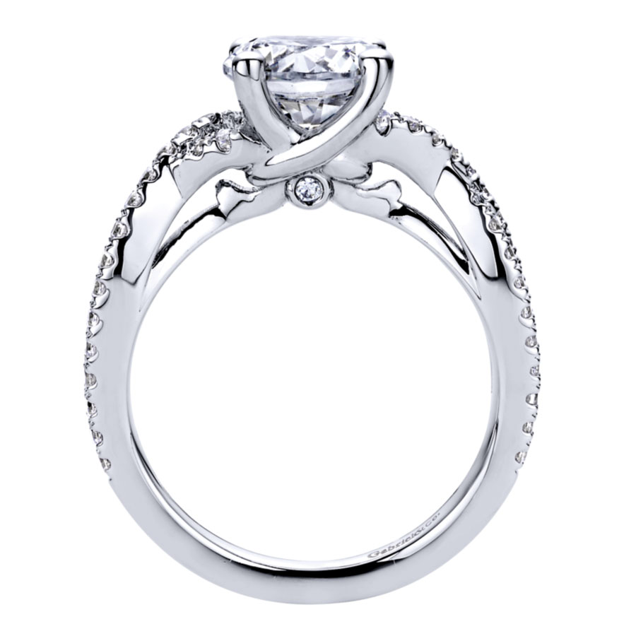 Gina 14K White Gold Round Moissanite Criss Cross Engagement Ring (2 1/3 TCW)