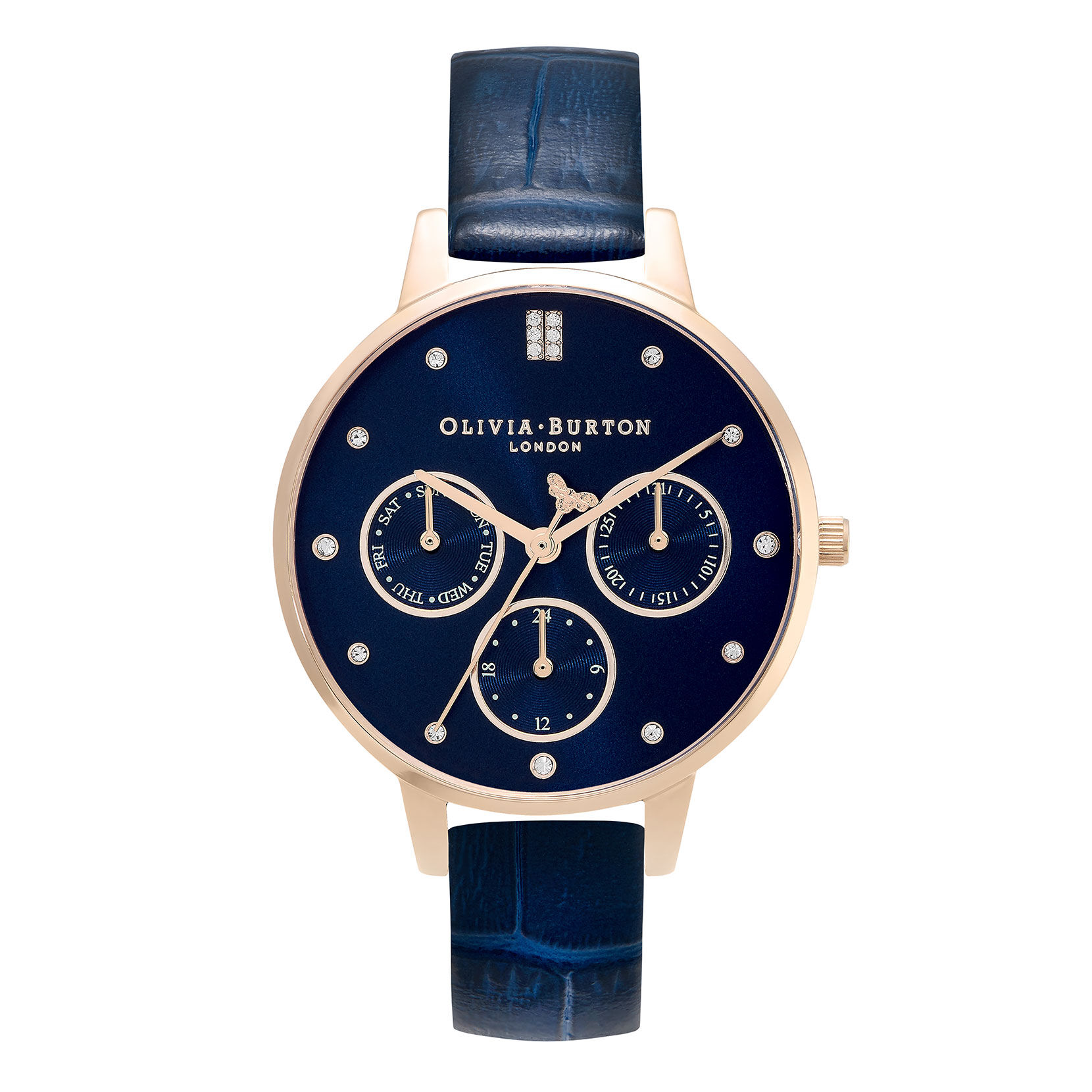 Olivia Burton 34MM Multifunction Blue Leather Women's Watch