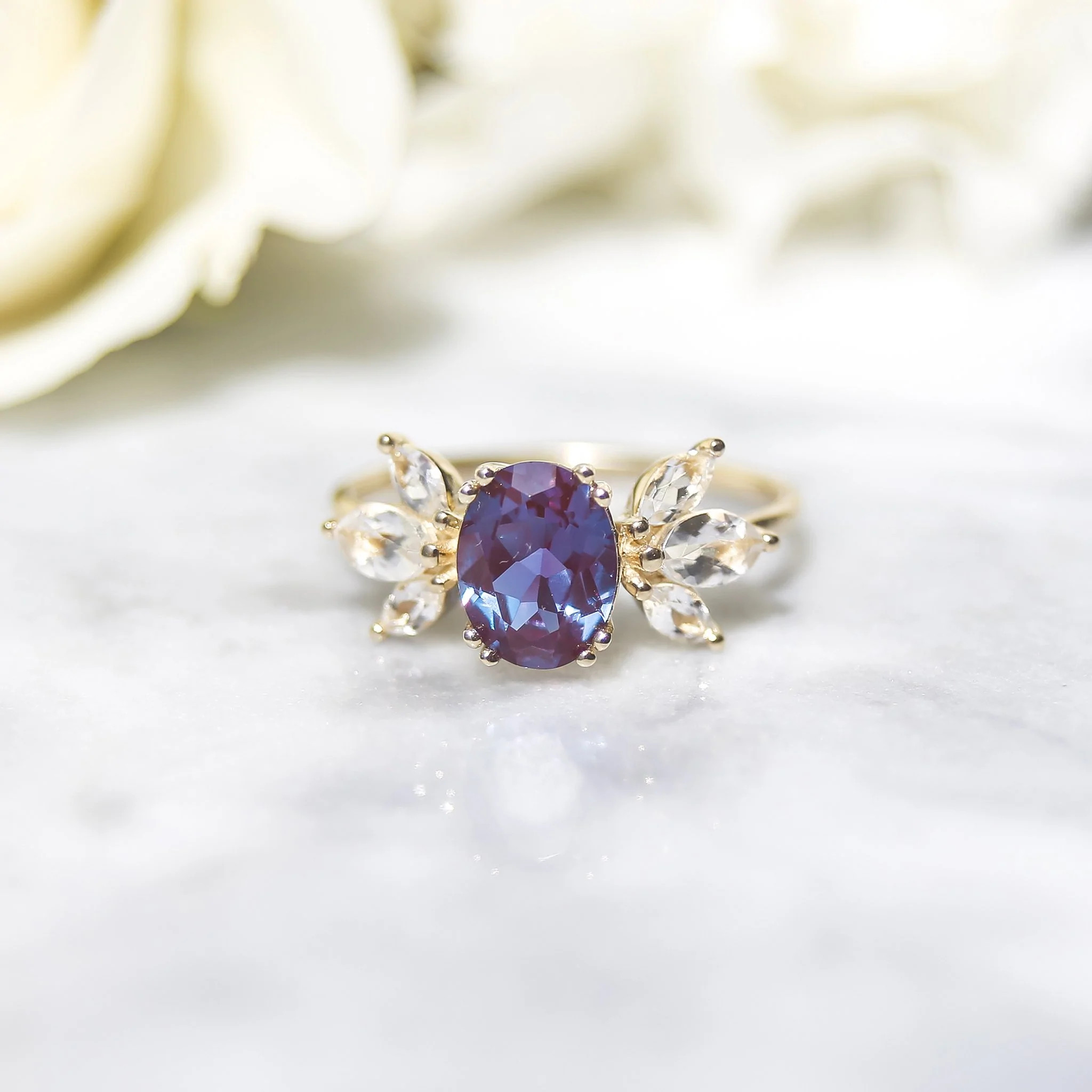 La Kaiser Arabella 10K Yellow Gold Alexandrite & White Topaz Ring