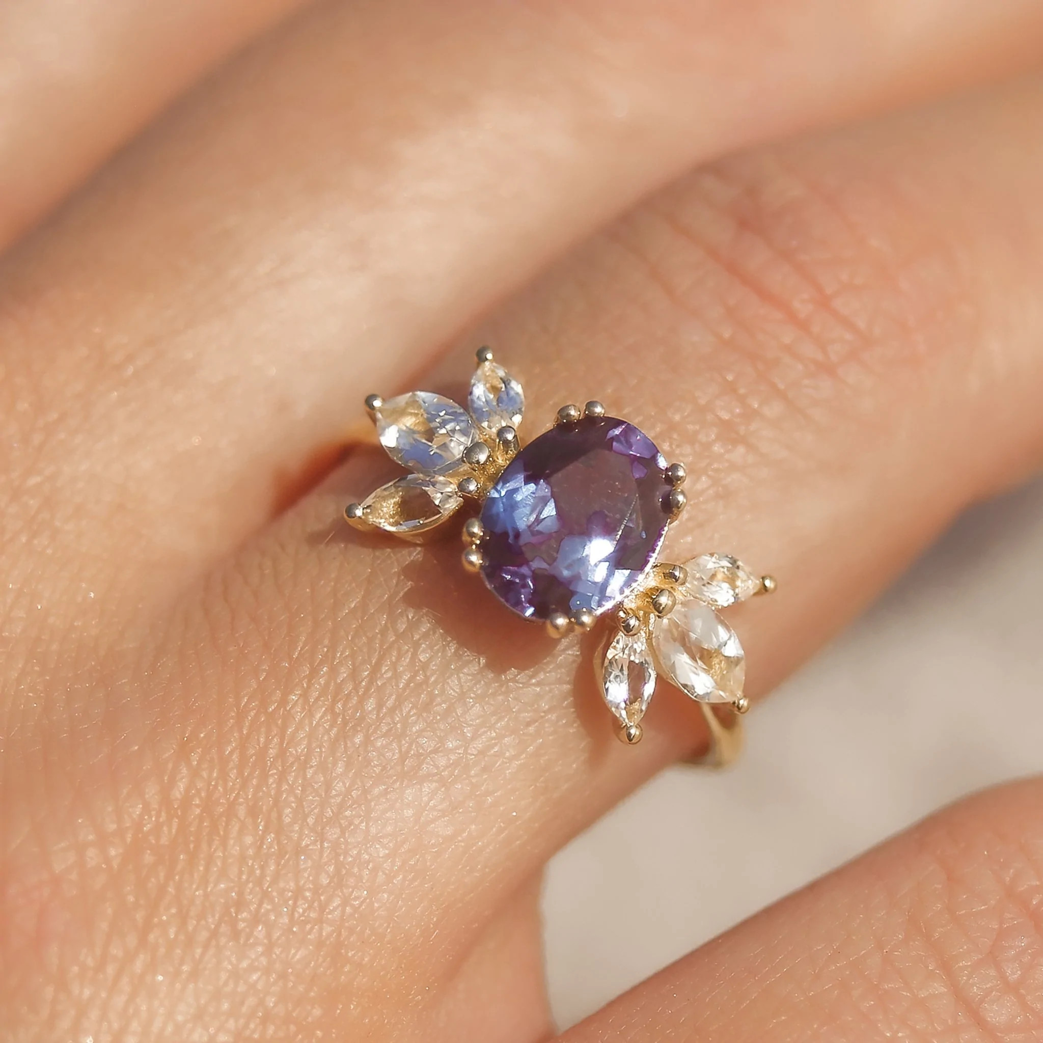 La Kaiser Arabella 10K Yellow Gold Alexandrite & White Topaz Ring