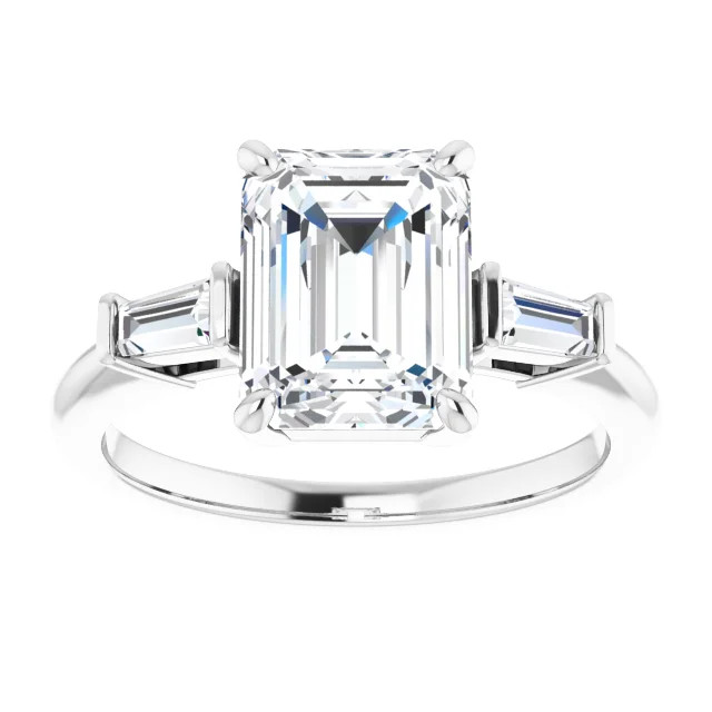 Delaney Emerald Moissanite Three Stone Preset Engagement Ring (2 3/4 CT DEW)