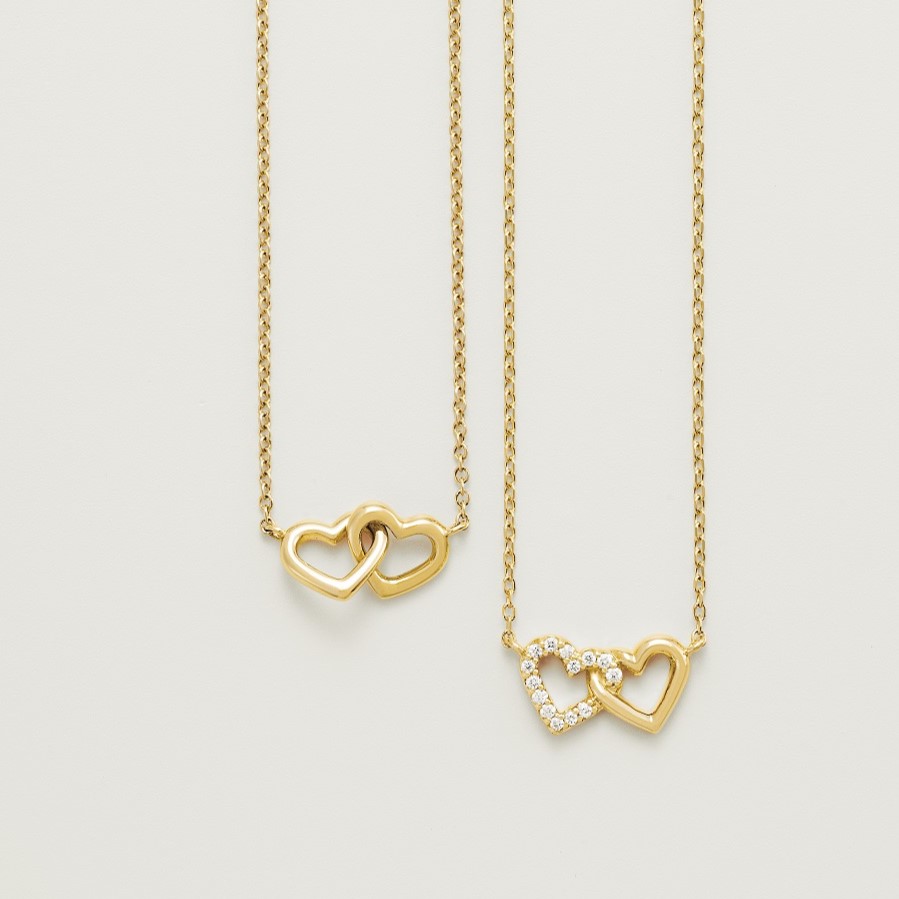 Rosa 14K Gold Interlocking Hearts Pendant Necklace