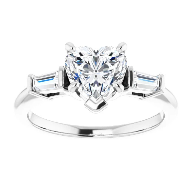 Delaney Heart Moissanite Three Stone Preset Engagement Ring (1 2/5 CT DEW)