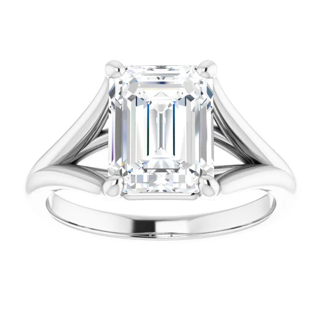 Agatha Emerald Moissanite Split Shank Preset Engagement Ring (2 1/2 CT DEW)
