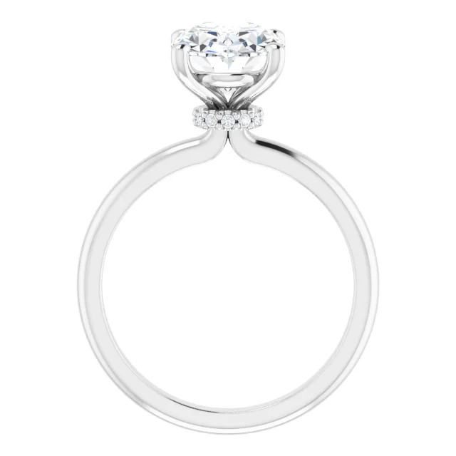 Evelyn Oval Moissanite Hidden Halo Solitaire Preset Engagement Ring (3 TCW)