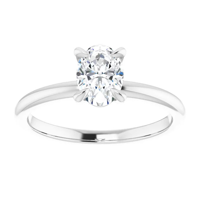 Alexa 14K White Gold Oval Lab Grown Diamond Solitaire Engagement Ring (3/4 TCW)